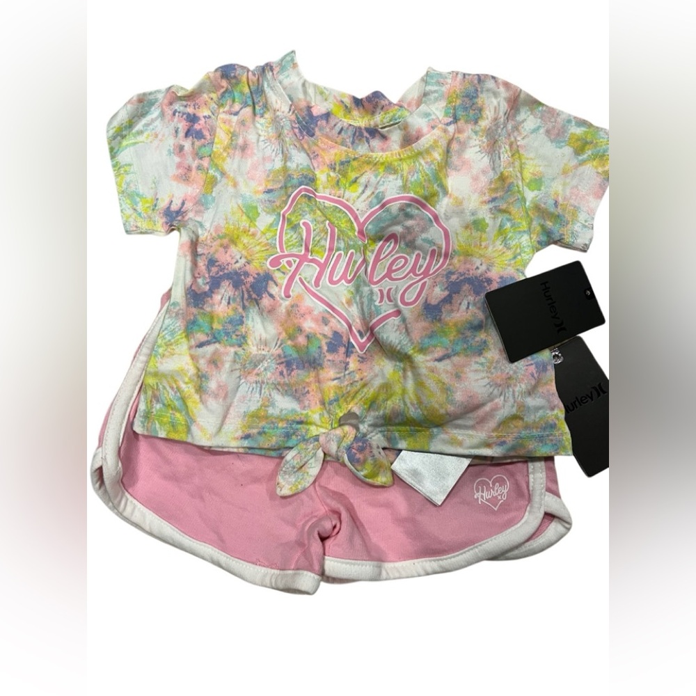 Hurley 24 month tie dye and pink outfir
